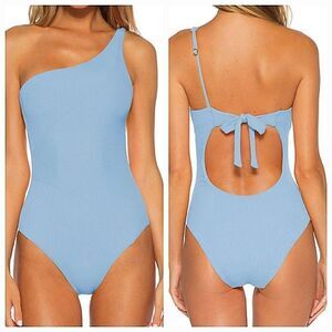 Becca by Rebecca Women's Blue Adeline Rib One Shoulder One Piece Swimsuit Size M